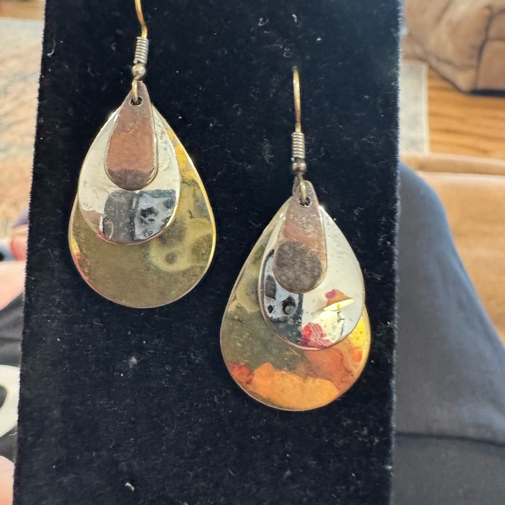 Elegant Gold and Silver Teardrop Earrings